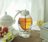 8 oz PAULSWAY Not Chromed Glass Honey Dispenser, Food-Grade ABS White Lid No Drip Glass with Stand Honey Jar Honeycomb