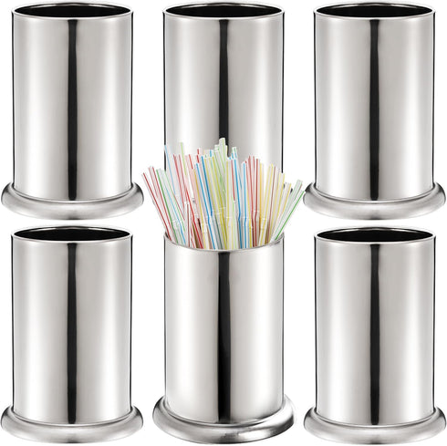 ZEAYEA 6 Pack Stainless Steel Straw Holder, Countertop Straw Dispenser for Store, Restaurant, Bar, Home Kitchen