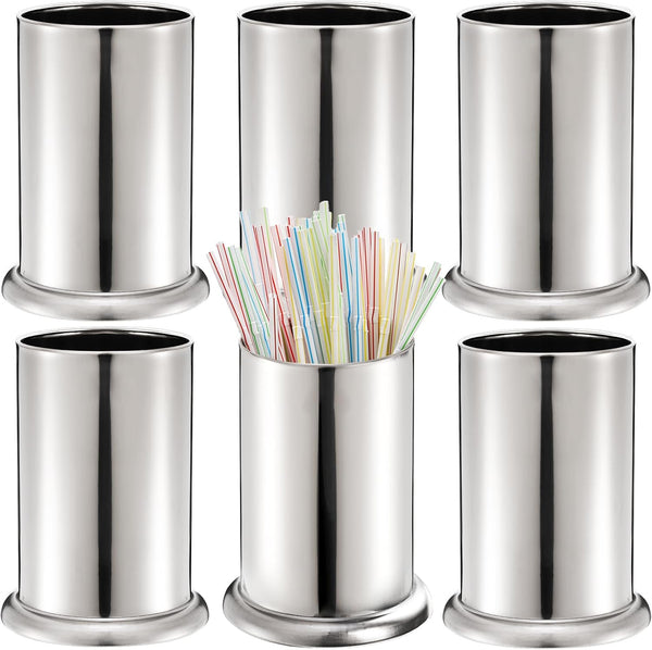 ZEAYEA 6 Pack Stainless Steel Straw Holder, Countertop Straw Dispenser for Store, Restaurant, Bar, Home Kitchen