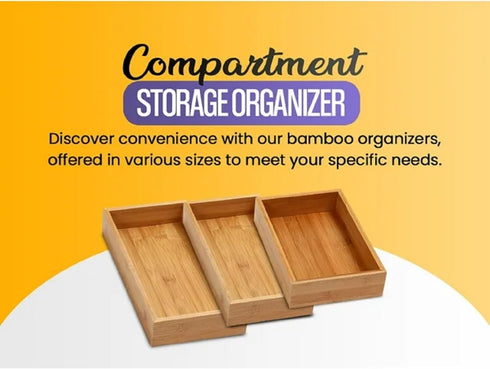 YBM HOME Bamboo Drawer Organizer Storage Box, 2 Pack for Kitchen, Junk Drawer, Office, Bedroom, Craft, 3x9x2 inch