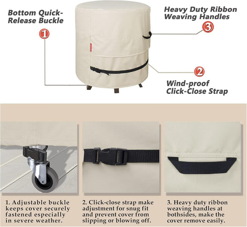 19.5D 21H inch Porch Shield Patio Round Cooler Bar Table Cover - Waterproof Outdoor Ottoman Coffee Side Table Cover - x