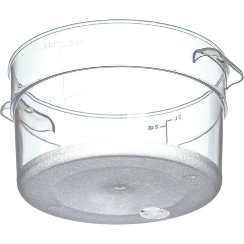 Carlisle FoodService Products Storplus Round Food Storage Container, 2 Quart, Clear, Stackable Design