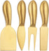 Patelai 4 Pieces Cheese Knives Set, Stainless Steel Tools with Cheese Slicer and Cutters (Gold)