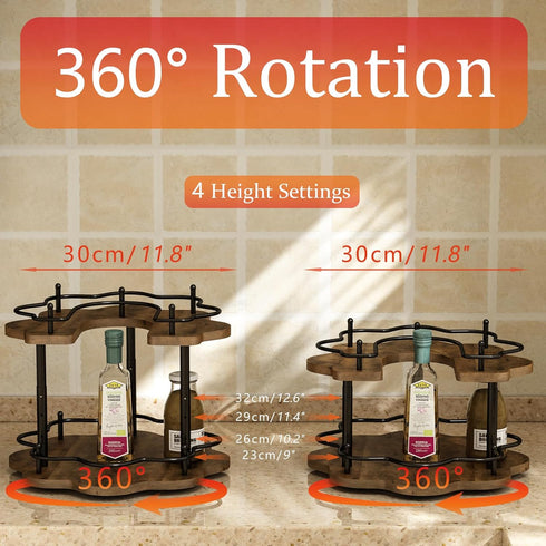 LIAISIMI 2 Organizer,2-Tier 4 Settings Countertop Tier Lazy Susan Spinning Spice Rack with Stable Carousel Base