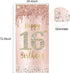 16th Birthday Door Banner Decorations for Girls, Pink Rose Gold Sweet 16 Birthday Cover Backdrop Party Supplies