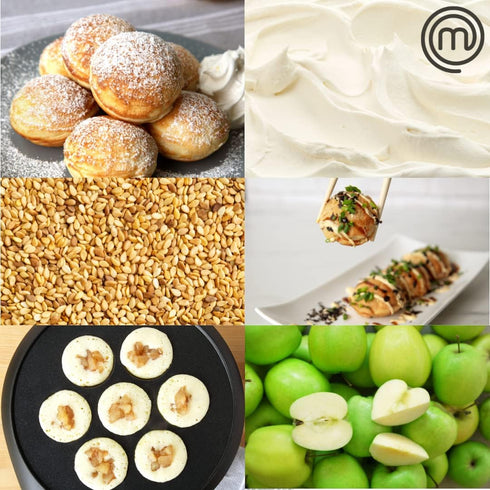 MasterChef Electric Ebelskiver Maker - Delicious Homemade Takoyaki, Donut Holes, Cake Pops, Aebleskivers - Nonstick
