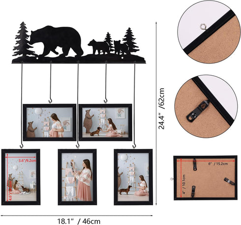 4x6, Giftgarden Black Bear Decor Hanging Picture Frames Woodland Bear Themed Bedroom Nursery Cabin Decoration, Wall