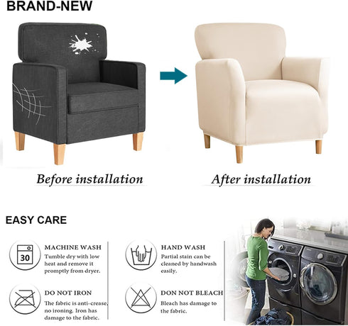 NILUOH Chair Covers Armchair Stretch Chair Slipcovers with Arms Solid Accent Chair Covers for Living Room Soft Nonslip