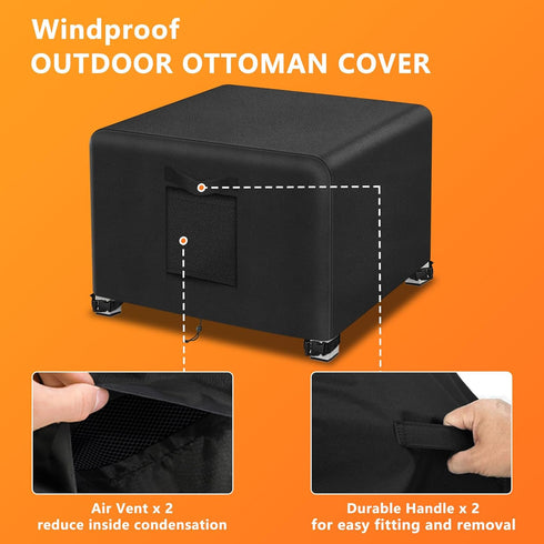 2Pcs-20 20" 18" Kovshuiwe Outdoor Patio Ottoman Cover L x W x H, Waterproof Patio Ottoman Cover, Heavy Duty Outdoor