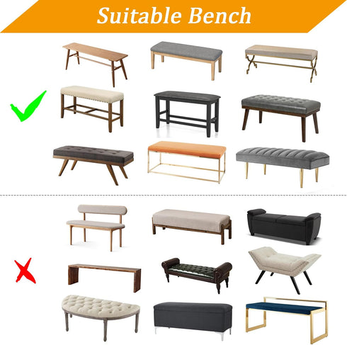 YISUN Leather Dining Room Bench Covers, Stretch Spandex Upholstered Bench Slipcover Removable Washable Anti-Dust Dining