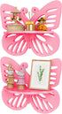 2-Tier Butterfly Wall Shelf - Nursery Decor Pink Floating Corner Shelves, Cute