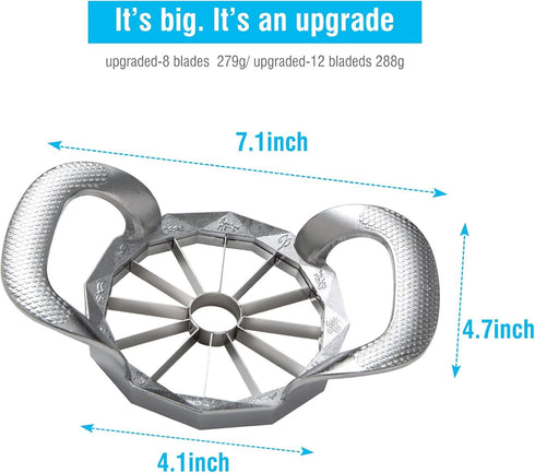 12-Blade Apple Slicer, HEAVY DUTY Apple Corer, Stainless Steel Apple Cutter Divider Pitter Sturdy and Sharp
