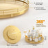 12" Countertop Gold Lazy Susan for Table Top, Oak Wood Lazy Susan Turntable Organizer for Dining Coffee Table