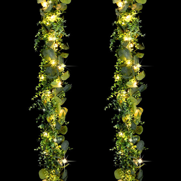 2 Pack 6 ft Artificial Eucalyptus Garland with Lights Spring Garland with