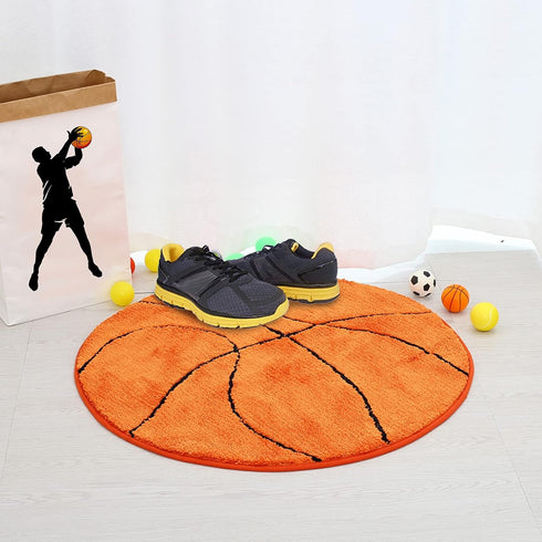 JeogYong Basketball Rug, Soft and Comfy Sports Themed Round Area Rugs Bedroom Living Room Carpet Kitchen Mat Bath Rugs