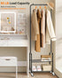 AOODA Small Clothes Rack with Shelves, Metal Sturdy Rolling Clothing Racks for Hanging Clothes, Portable Garment Rack