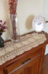 Beige Handmade Crochet Cotton Table Runner, Lace Doilies Oval Dresser Scarves, 11.8 by 35 Inches