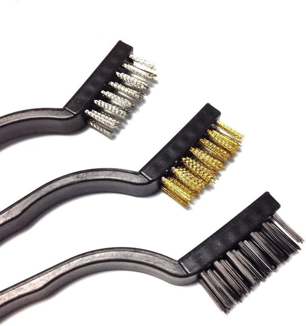 YXQ 3Pcs Wire Clean Brush Set, Black Plastic Handle for Home Kitchen Cleaning, Welding Slag, Rust