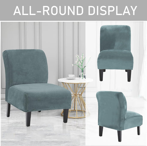 UCCONO Armless Accent Chair Slipcovers Replacement Thick Velvet Chair Covers for Living Room Oversized Big Chairs