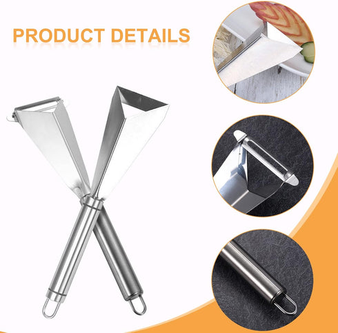 Fruit Carving Knife, 2 Pack Stainless Steel Vegetable Cutter, Triangular Shape DIY Carving Knives for Home Kitchen