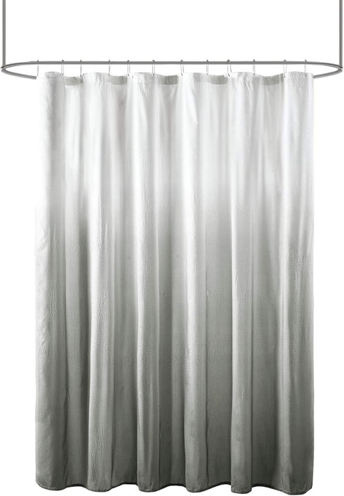 Madison Park Ara Shower Curtain, Modern Bathroom Decor, Seersucker Design Ombre Print, Fabric Privacy Screen, Machine