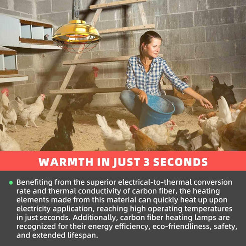 LEWINHOOK lamp300 Chicken Coop Heater Inside Coop heat Watt Two-Stage Temperature Brooder Heater for Chicks
