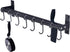 Dseap Pot Rack - Pots and Pans Hanging Rack Rail with 8 Hooks, Wall Mounted Kitchen Pot Hangers, Black