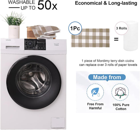 Set, 28 13 Inch 12 12 Inch, Set 8 Mordimy Kitchen Towels and Dish Cloths X and X of Soft and Super Absorbent Dish