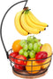 Livabber Countertop Fruit Basket Bowl with Banana Hanger, Modern Standing Fruit Vegetable