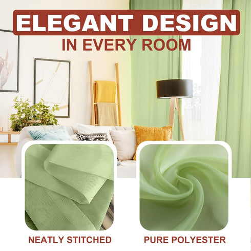 YHSF 2 Panel Set Sheer Curtains - Elegant Rod Pocket Solid Voile Drapes for Bedroom/Living Room, 54" W x 84" L