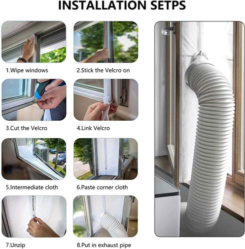 Portable Air Conditioner Window Seal Kit, Hot Air Stop Guards with Zipper, 158 inch