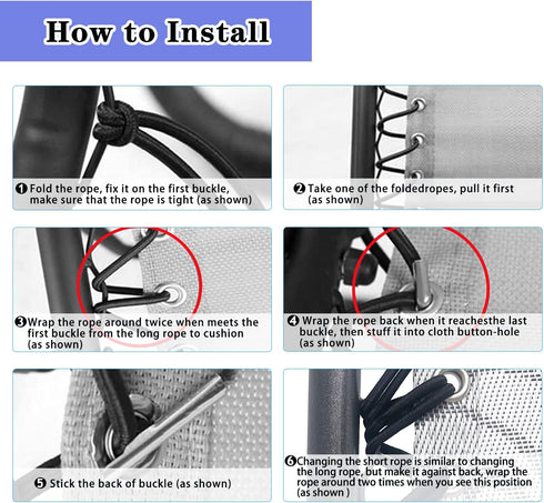 21 Inch Zero Gravity Chair Replacement Fabric with Bungee Cord Kit, Wide Repair Cloth with Replacement Cord