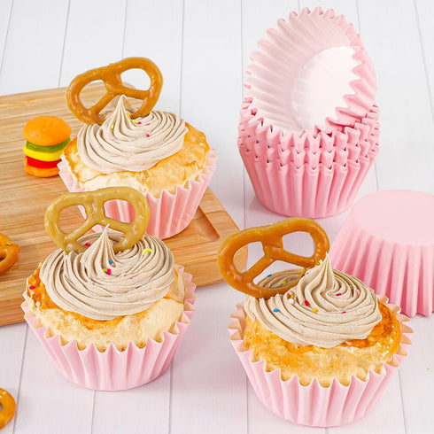 Caperci Grease-Resistant Standard Pink Cupcake Liners, 150 Counts - Heavy Duty Paper Muffin Baking Cups, No Muffin Pan
