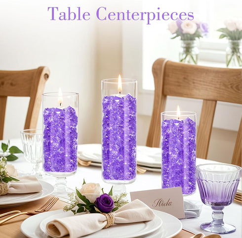 DomeStar Purple Fake Ice Rocks, 150PCS Acrylic Gems Crystals, Plastic Diamonds Centerpiece for Wedding Party