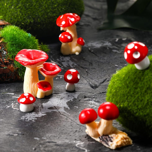 Yulejo 120 Pcs Bulk Cute Tiny Mushrooms Mini Figurines for Indoor Outdoor Garden Decor, Miniature Mushrooms Fairy