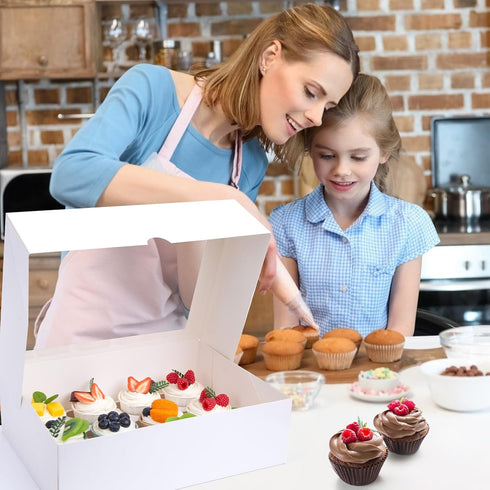 VGOODALL 3PCS White Cupcake Container, 12 Count with Window Boxes for 36 Pastries, Bakery Supplies