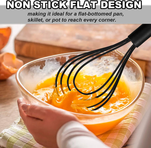 Anaeat Silicone Kitchen Whisk Set of 4, Perfect for Non-Stick Cookware, Includes 11'' Flat Whisk