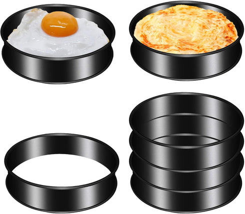 6 Pack Crumpet Rings, Nonstick English Muffin Rings, 4"-Round Stainless Steel Tart Molds for Cooking Baking