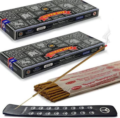 TRUMIRI Incense Stick Holder Bundle with Satya Super Hit Incense Sticks - Pack of 2 (Approx 200 Sticks)
