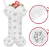 Malier Pet Dog Christmas Stocking, Large Faux Fur Bone Shape Hanging with Silver Snowflakes for Pets