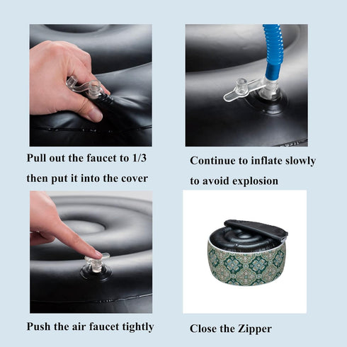 D20 xH9, FUNHOME Inflatable Stool Ottoman Footrest with Handle, All Weather Footrest Seat with Foot Pump Water