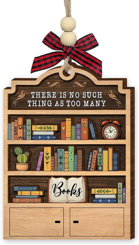 Book Christmas Ornament 2025 - Wooden Books Ornaments for Christmas Tree -