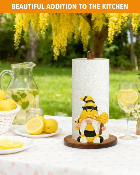 GAJ Countertop 3D Gnome Paper Towel Holder - Honey Bee Decor for Kitchen & Bathroom - Gifts for Women Mom Grandma