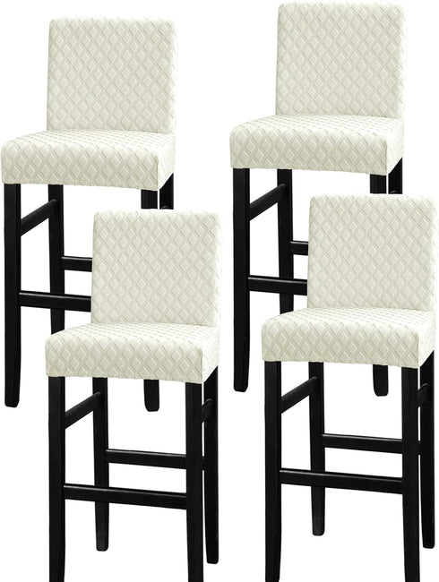 Lellen Bar Stool Covers Set of 4, Slipcovers for Barstool Chair Covers, White Counter Height Stool Covers