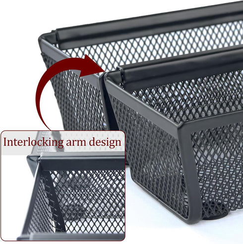 2PCS Drawer Organizer, Mesh Drawer Organizer for Kitchen, Utensil with Interlocking Arm for Cosmetic, Flatware