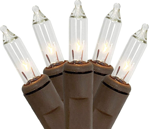 Dobar 100 Count (22.5 Holiday Pride Clear Christmas Lights with Brown Wire - - Warm White Christmas Tree Lights