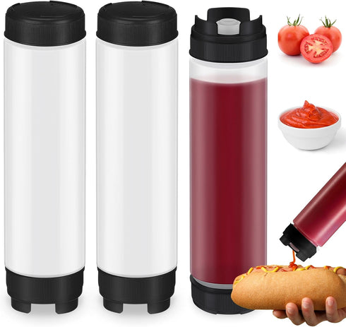 Sabary 3 Pcs 16 oz Inverted Plastic Squeeze Bottles, Refillable Tip Large