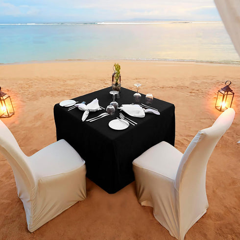 2 Pack 34 34 Inch HolidayIdeas Square Fitted Table Covers - x - Black Fabric Table Clothes Washable Tablecloth