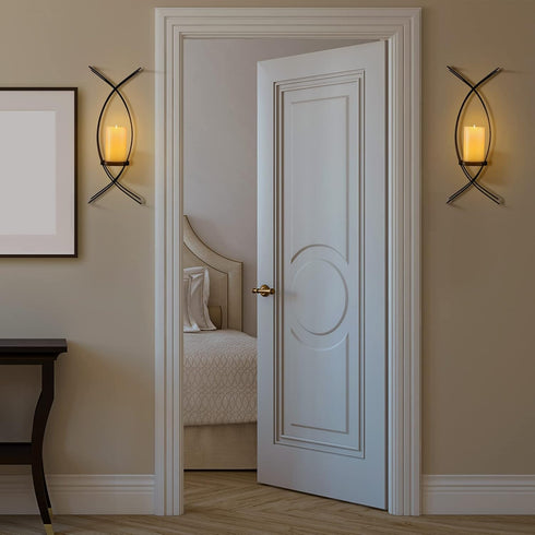 Set Vesici Candle Sconces of Two Metal Wall Candle Holder Wall Mounted Sconces Decorative Iron Holder for Living Room