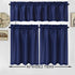 Tier Curtains | Waffle Weave Textured Short Curtains for Bathroom | 30" x 45", Navy Blue, Set of 2